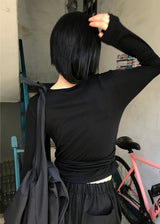  STRAP TIE BUTTON CARDIGAN