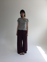 ミオアシンメティカルボートネックTシャツ (2color)