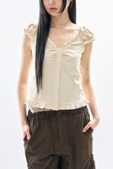 Maria frill puff blouse
