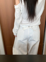 Fine X Strap Two-way Button Wide Long Pants