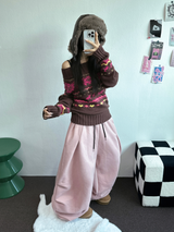 パラシュートツーピンタックバルーンロングワイドパンツ 🖤🩶💜🤎🩷5COLOR