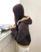 Duna Suede Hooded Tteokbokki Sherpa Fleece Mustang Jacket