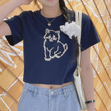 Pixel Meow Short-Sleeved Cropped T-shirt