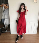 [ resort color 🍒 ] レッドパイバックストラップフローラルops