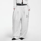 シンプルワンタックストリングパンツ_WHITE MELANGE