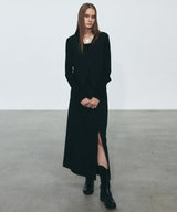 SIDE SLIT LONG SKIRT_BLACK
