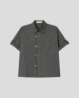 バックルチェッククロッピードショートスリーブシャツ