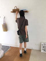Chakin ダブルニーリベットバミューダショートデニムパンツ