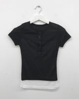 Tube layer Henley neck t-shirt (3color)