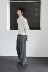 stripe belted slacks