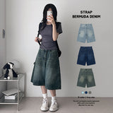 Viscose denim Bermuda Wide Half-Length Pants (3 colors)