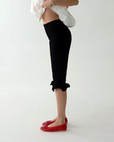 Frill Half-length Ribbed Leggings Pants