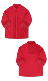 Lace color combination linen shirts Red