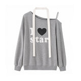 Arielle Heart Star Off-Shoulder Sweatshirt