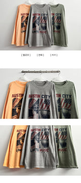 Otin ピグメントヴィンテージプリントオーバーフィットロングスリーブTシャツ