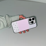 [MADE] ドッティ ストライプ フォンケース ピンク (epoxy silver bumper)