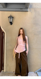 チョーカーVネックラップノースリーブTシャツ