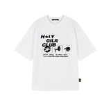 OVERSIZED HIP HOP DANCE STUDIO HOLY GIRL CLUB GRAPHICS SHORT SLEEVE T-SHIRT_WHITE