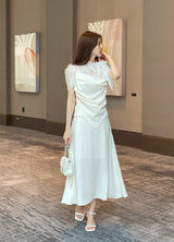 Nilo Tie Color Matching Drape Blouse