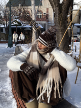 Zero Nine Cozy Snowflake Drop Knit Beanie