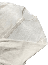 Hidden button linen wide set up-shirts 2C