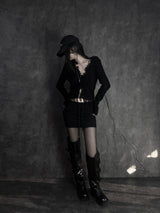distressed fringe knit cardigan (2color)