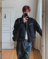 Kroven Vintage Zipper Crop Field Jacket