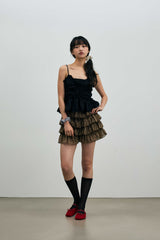 LEOPARD CANCAN MINI SKIRT PANTS / BROWN