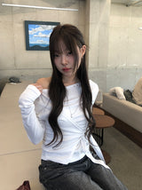 コウジンスタッドラップタイオフショルダーTシャツ