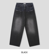 キオツートーンレイヤードデニムパンツ