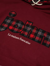 Oversized Fit Checkered Applique Hooded Burgundy (FCF3TS643M)