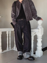 Lining roll-up balloon fit raw denim