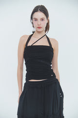ANGEL SHIRRING TOP black