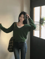 [Bellide made] コンマ、ディープVネックニット