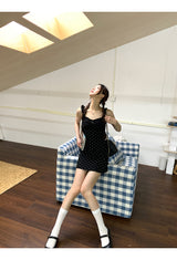 Black Cutie Hip Dot Mini Dress