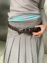 Wide leather chain belt(2c)