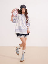 Lace Stripe Mix Slim Fit T-Shirt