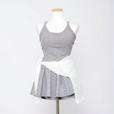 Yeori 3-Piece Set: T-shirt + Sleeveless Bra Top + Elastic Skirt Shorts