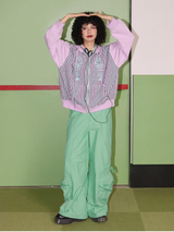 Chain-stitch embroidered hooded sweatshirt with zipper
