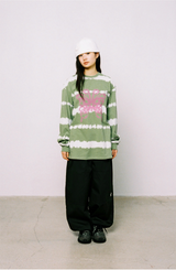 Butterfly Stripe Long Sleeve Tee - Green/White