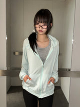Antale Sheer Oversized Hooded Zip-Up 4color