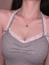 [チョ・ユリ, チュウ Necklace] エンジェリックハートロックレイヤードネックレス - Silver Color