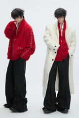 Wool Pleated Flare Trousers