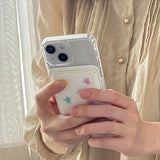 magSafe case pastel star white leather card wallet set