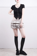 Lucent shirring button crop tee