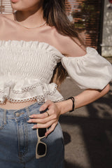 Puffy Duffy Off-shoulder Top - White