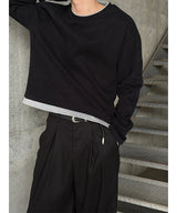 [Unisex] クロップレイヤードラウンドニット(3color)