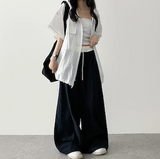 Lenny waist banding color nylon rust lock wide pants