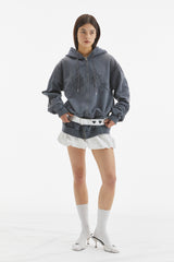 BUBBLE HEM MINI SKIRT / WHITE