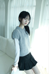 Angora Half-Puff Short-Sleeved Knitwear (2color)